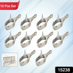 Close-up of stainless steel beach towel clip gripping fabric securely.