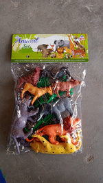 Detailed view of plastic wild animal figures from educational Animal Kingdom toy set
