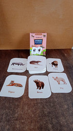 Animal flash cards displayed for educational and interactive use by kids