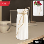 White ceramic-look plastic flower vase for office desk decoration