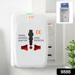 Universal travel adapter plugged into multiple devices for simultaneous charging