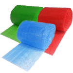 Vibrant colored bubble wrap roll providing safe and secure cushioning wrap for various items.