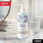 Close-up of Hydrating Aqua Face Wash in hygienic pump bottle