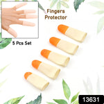 Close-up of a hand wearing a white silicone finger protector