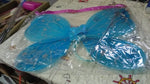 Detailed shot of the blue section of the fairy wings, showing glitter accents.