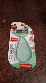 Side view of Apex ginger peeler with built-in grater for garlic and ginger