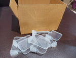 Set of 10 plastic storage baskets designed for refrigerator organization