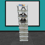 Organivo foldable shoe stand, showcasing its modern design and sturdy build.