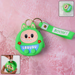 Cartoon coin pouch with keychain and wrist strap in cute character design