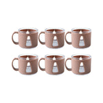 Tea cup set displayed on kitchen counter, ready for use