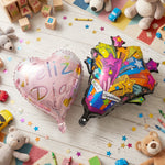 Party backdrop decoration with mix-design foil balloons