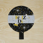 In-use black gold foil celebration balloon