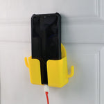 Close up of wall mount mobile holder showcasing the integrated hook