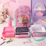 Pencil case and other accessories complementing the school bag set.
