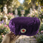 Lightweight velvet boys cap from front angle