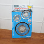 Stainless steel sink drain strainer in use filtering drain water