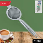 Close-up of stainless steel tea strainer handle with pipe grip