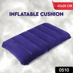 Compact blue inflatable pillow for versatile use at home or while travelling.