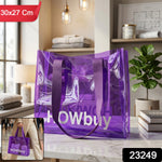 Clear plastic shopping bag with sturdy handles for everyday use