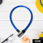 The Safelix Multi-Purpose Cable Lock securing a motorbike helmet.
