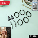 Hair styling kit with snap clips and rubber bands for all hair types