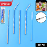 Packaging for the SparkleTidy set of 4 reusable stainless steel straws with a cleaning brush.