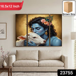 Krishna with cow MDF wall art piece showcasing spiritual theme