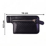 Durable synthetic leather phone wallet case with visible zipper compartment.