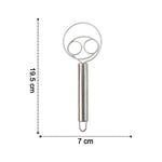 Stainless steel whisk set showing dimensions for length and breadth