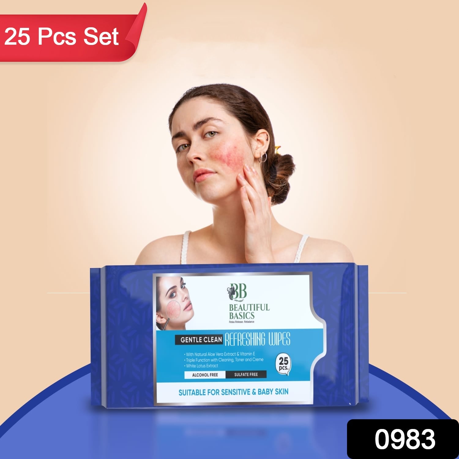 Soft Facial Wet Wipes being dispensed from the pack.